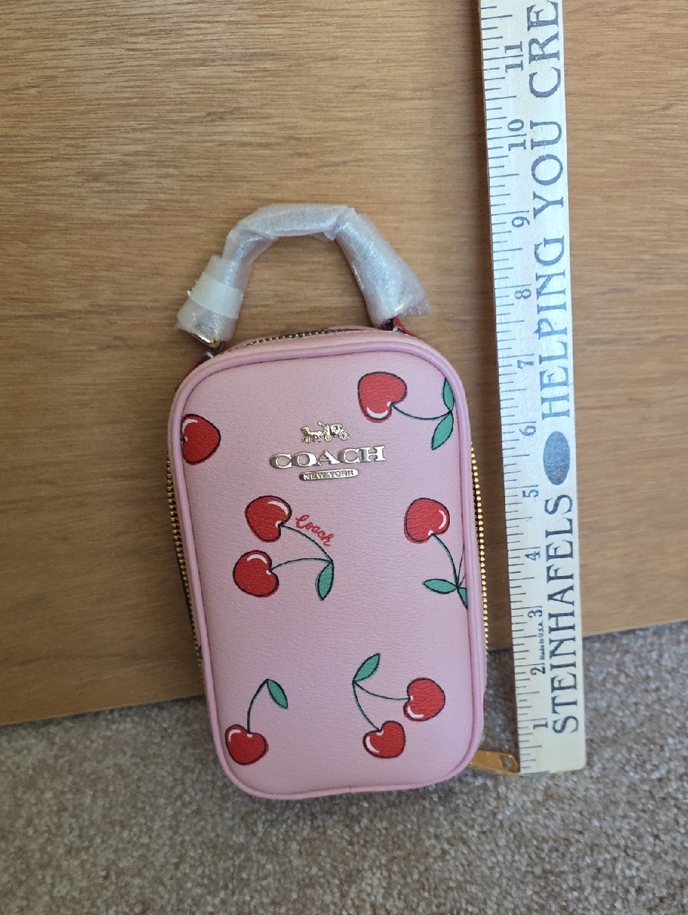 Coach Pink Cherry Print Crossbody Pouch